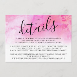 Ombre Watercolor Wedding Detail Card - Rosa Begleitkarte