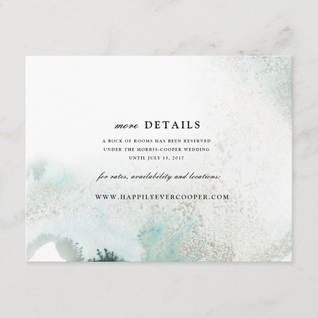 Ombre Watercolor Wedding Details Card | GREEN Begleitkarte (Vorderseite)