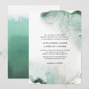 Ombre Watercolor Wedding Invitation Suite   GREEN Einladung