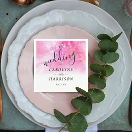 Ombre Watercolor Wedding Paper Napkins - Rosa Serviette