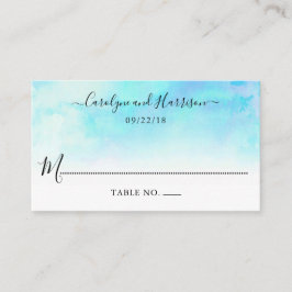 Ombre Watercolor Wedding Platzkarten - Blau