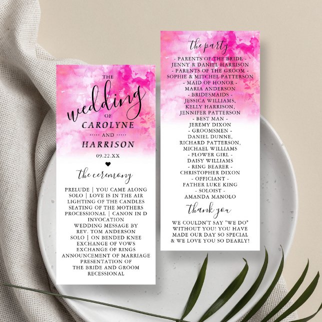 Ombre Watercolor Wedding Program Cards - Rosa Programm (Von Creator hochgeladen)