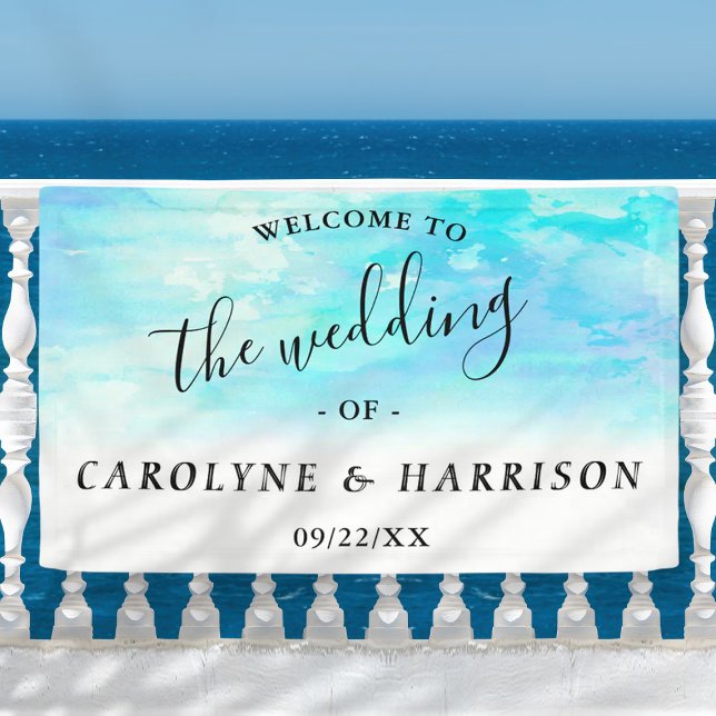 Ombre Watercolor Wedding Welcome Banner - Blau (Von Creator hochgeladen)