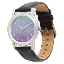 Ombré Waves - Aquamarin und Lila (ohne Zahlen) Armbanduhr