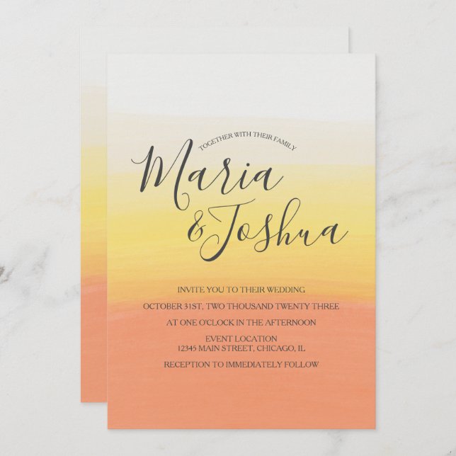 OMBRÈ Wedding Einladung (Vorne/Hinten)