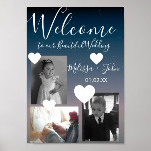 Ombre Wedding Three Foto Collage Script Herz Poster