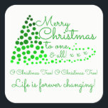 Ombré Weihnachtsbaum, Festplatz-Aufkleber Quadratischer Aufkleber<br><div class="desc">Ombré Weihnachtsbaum,  festlicher Sticker. Dieses moderne Weihnachtsbaumdesign wird jedem Weihnachten ein Glanzstück geben. "O Weihnachtsbaum! O Weihnachtsbaum! Das Leben verändert sich für immer!"</div>