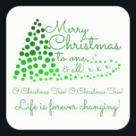 Ombré Weihnachtsbaum, Festplatz-Aufkleber Quadratischer Aufkleber<br><div class="desc">Ombré Weihnachtsbaum,  festlicher Sticker. Dieses moderne Weihnachtsbaumdesign wird jedem Weihnachten ein Glanzstück geben. "O Weihnachtsbaum! O Weihnachtsbaum! Das Leben verändert sich für immer!"</div>