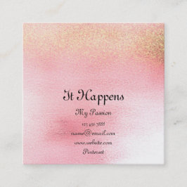 Ombre White Pink Rose Gold Peach Glitzer Lux Quadratische Visitenkarte