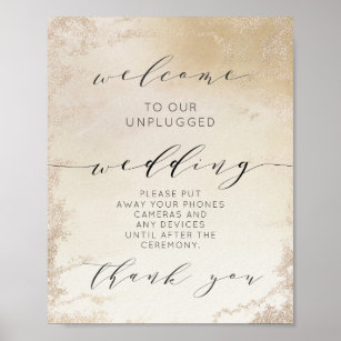 Ombre Yellow Gold Unplugged Wedding Table Sign Poster