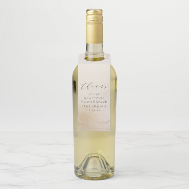 Ombre Yellow Mattiert Foil Chic Cheurs Wedding Flaschenanhänger (Auf Flasche)