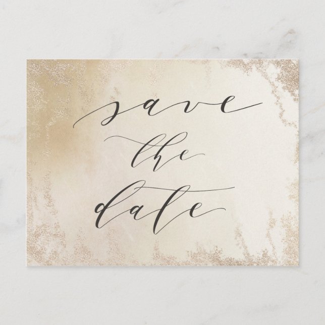 Ombre Yellow Mattiert Foil Chic Save the Date Ankündigungspostkarte (Vorderseite)