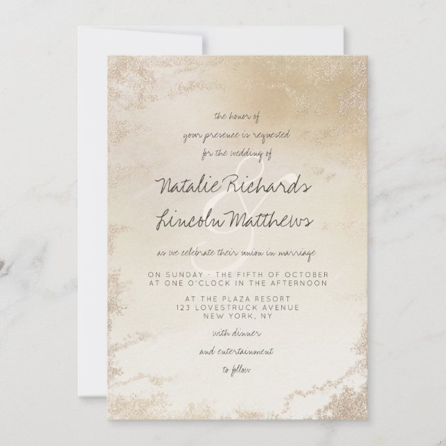 Ombre Yellow Mattiert Foil Elegante Hochzeit Einladung (Vorderseite)