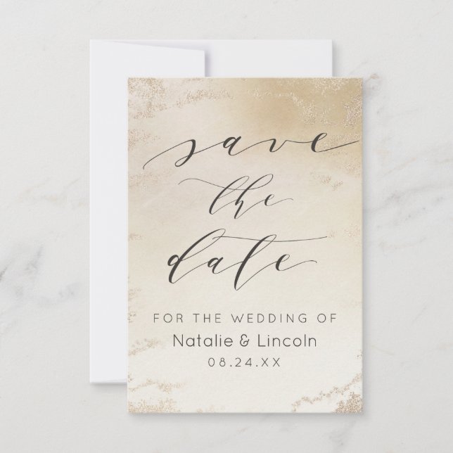 Ombre Yellow Mattiert Foil Watercolor Wedding Save The Date (Vorderseite)