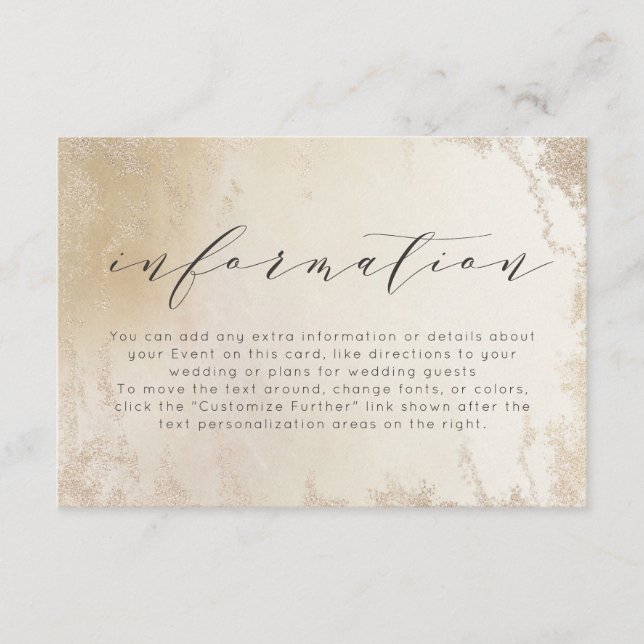 Ombre Yellow Mattiert Foil Wedding Information Begleitkarte (Vorderseite)