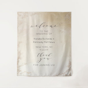 Ombre Yellow Mattiert Foil Wedding Willkommen Wandteppich