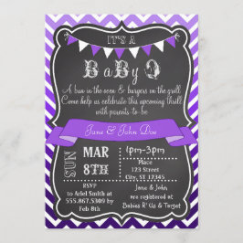 Ombre Zickzack Chalkboard BabyQ Lila Einladung