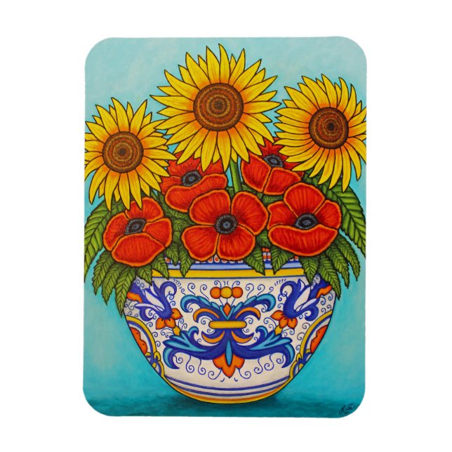 Ombrie Bouquet Poppy Tournesol Magnet (Vertical)