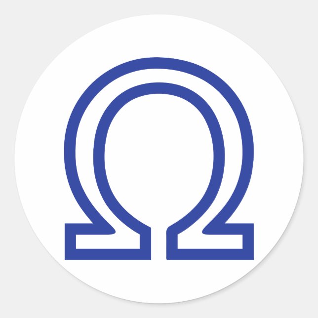 Omega Runder Aufkleber (Vorderseite)