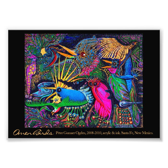Omen Birds Postmoderne farbige Santa Fe Outsider Fotodruck (Vorne)