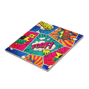 OMG BOOM Tile - Retro Comic Pop Art Fun! Fliese