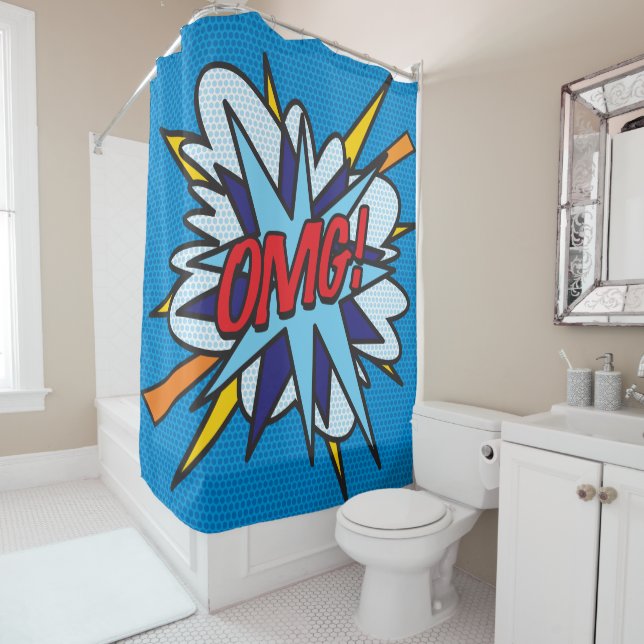 OMG Fun Retro Comic Pop Art Duschvorhang (Beispiel)