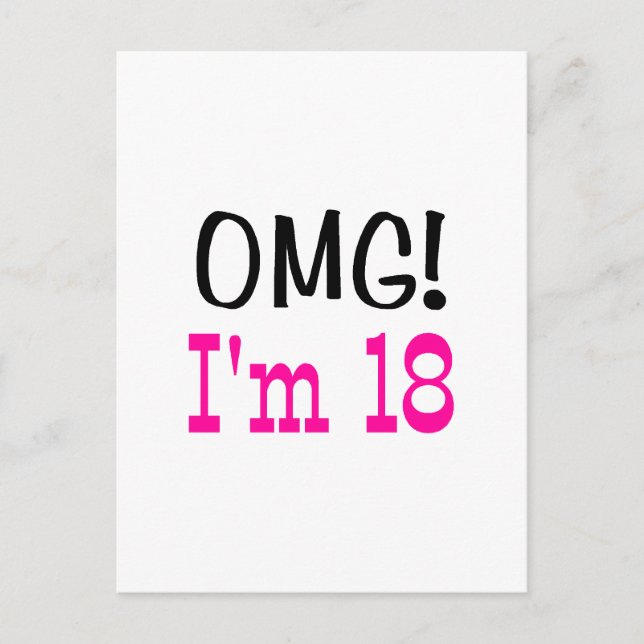 OMG I'm 18 (pink) Postkarte (Vorderseite)