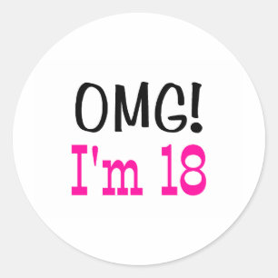 OMG I'm 18 (pink) Runder Aufkleber