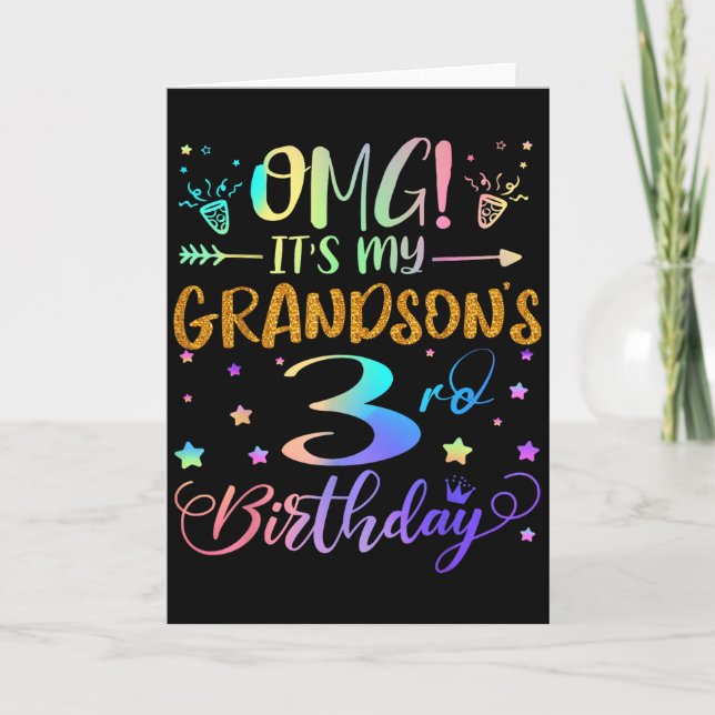 Omg Its My Grandsons 3rd Birthday Sweet 3 Years Ol Karte (Vorderseite)