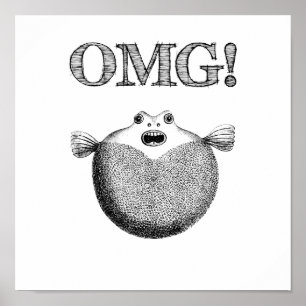 OMG Niedliche und sonnige Blowfish Kleines Poster
