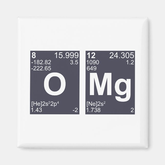 OMG Oh mein Gott Periodische Tischelemente Magnet (Vorne)