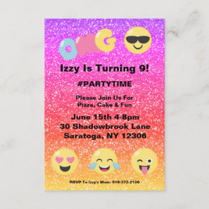 OMG Ombre Glitzer Emoji Geburtstagseinladung Einladung