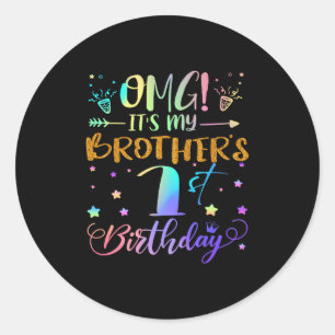 Omg seine Brüder 1. Geburtstag Süße 1 Jahre alt Runder Aufkleber