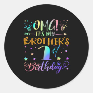 Omg seine Brüder 1. Geburtstag Süße 1 Jahre alt Runder Aufkleber