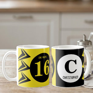 OMG Sie sind 16 monogramm Name gelb und schwarz Kaffeetasse