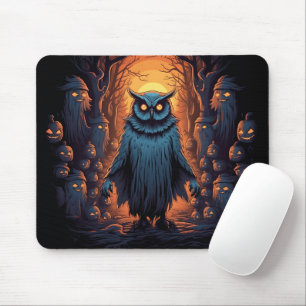 Ominous Owl on Halloween Night Graphic Halloween Mousepad