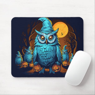 Ominous Owl on Halloween Night Graphic Halloween Mousepad