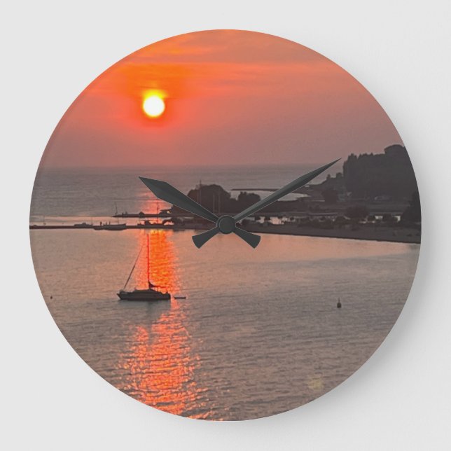 Omis Croatia Sunset Orange Sky Große Wanduhr (Vorderseite)