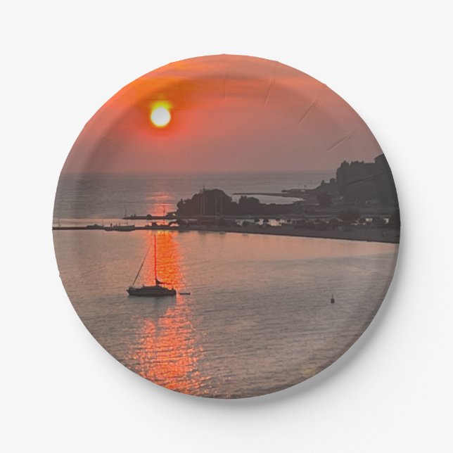 Omis Croatia Sunset Orange Sky Pappteller (Vorderseite)