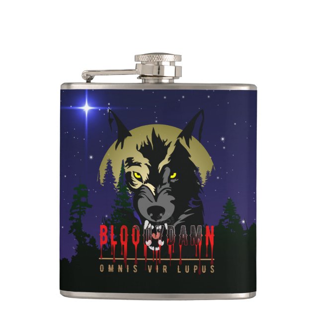 Omnis vir Lupus | Vinyl Wrapped Flask Flachmann (Vorderseite)