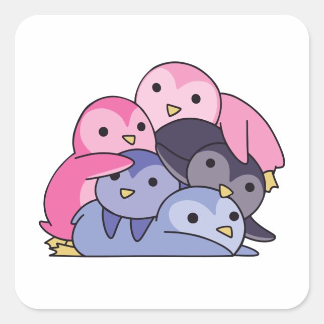 Omnisexual Flag Pride Lgbtq Niedlich Pinguin Quadratischer Aufkleber (Vorderseite)