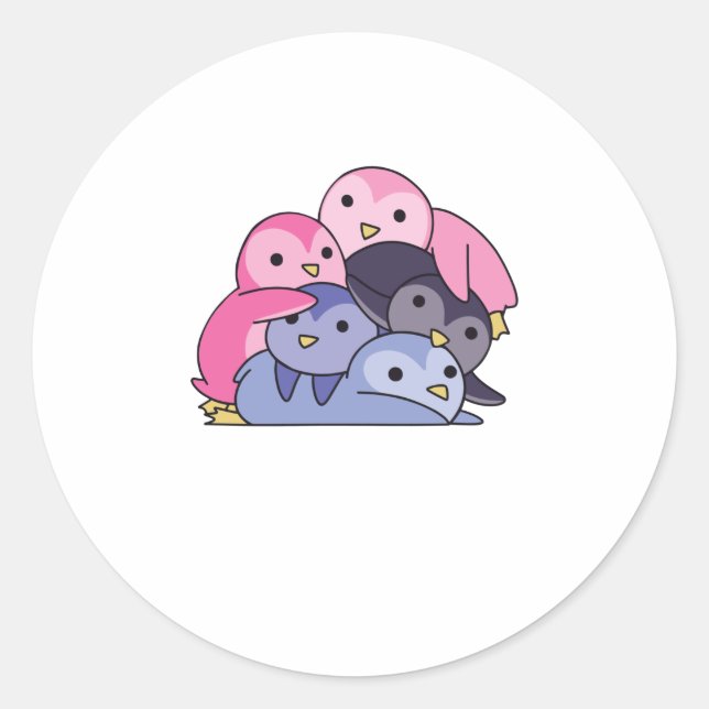 Omnisexual Flag Pride Lgbtq Niedlich Pinguin Runder Aufkleber (Vorderseite)