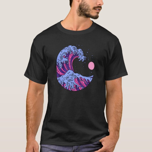 Omnisexual Pride Omni Japanischer Wave Diskretion  T-Shirt (Vorderseite)