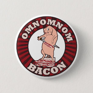 Omnom Bacon Advertising Parody Button
