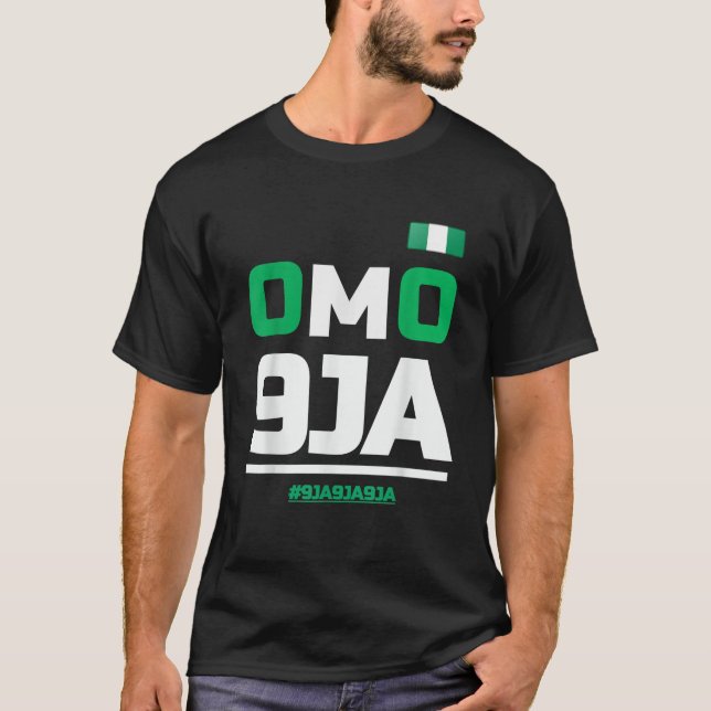 Omo 9JA mit nigerianischer Flagge T-Shirt (Vorderseite)