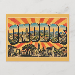 Omodos Dorf Stein Kloster Berg Kunst Postkarte