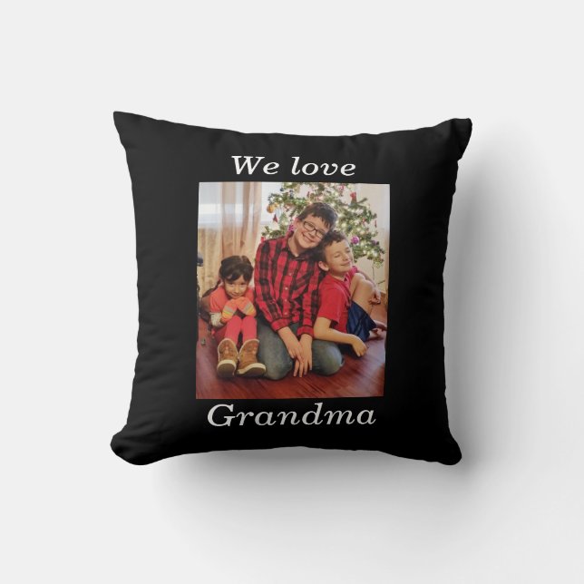 On aime grand-mère ! Coussin photo Personnaliser (Recto)