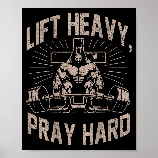 (on Back) Christian Workout Lift Heavy Pray Hard J Poster (Vorne)