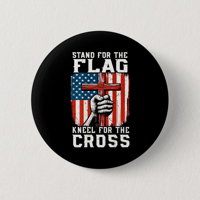 On-back Stand For Flag Kneel Cross Patriotic Chris Button (Vorderseite)