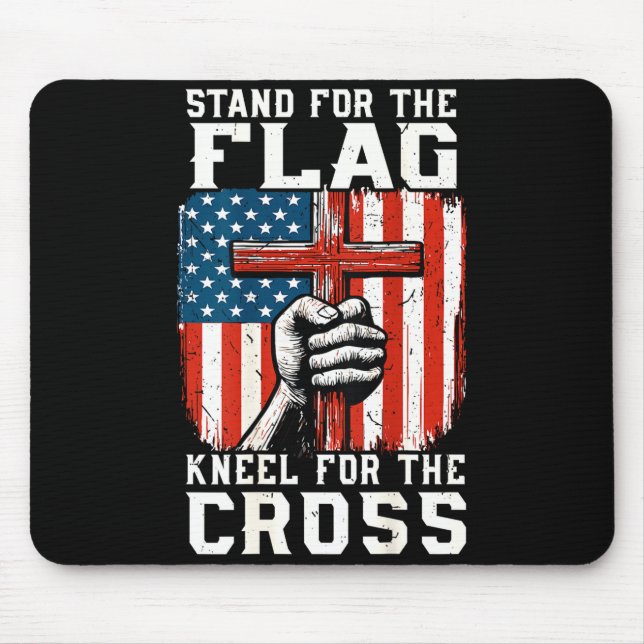 On-back Stand For Flag Kneel Cross Patriotic Chris Mousepad (Vorne)